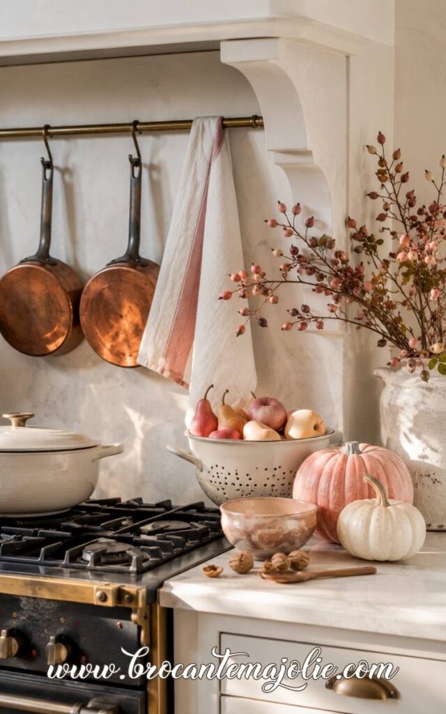pink and white fall decor