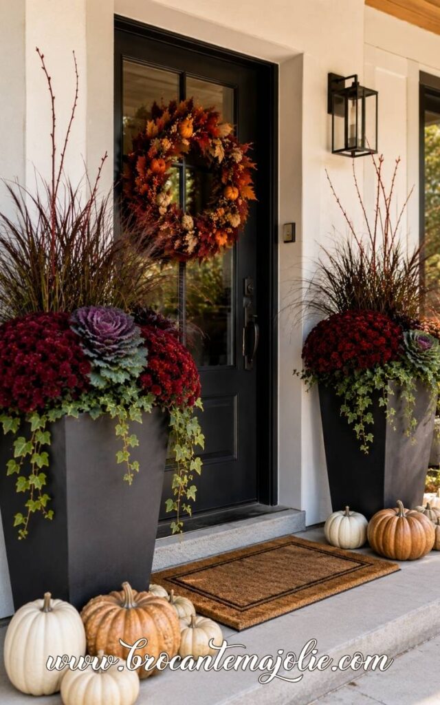 fall outdoor planters front porch