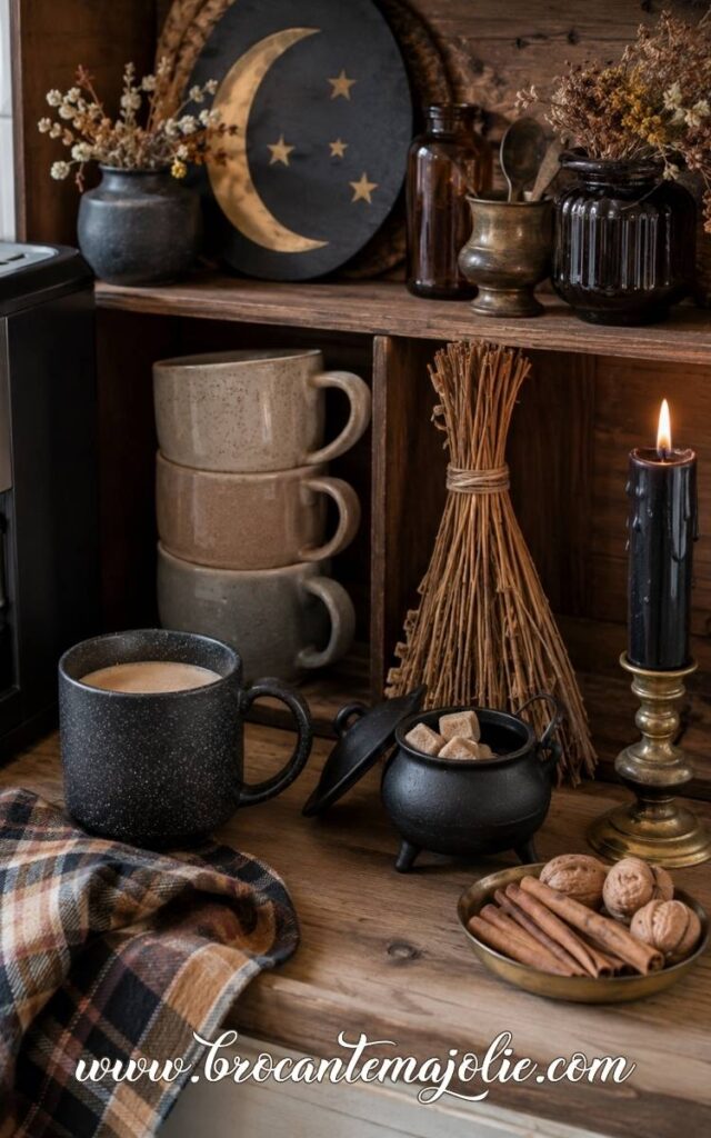 witch halloween decor coffee station