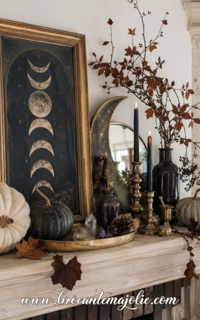 Witch Halloween mantle decor