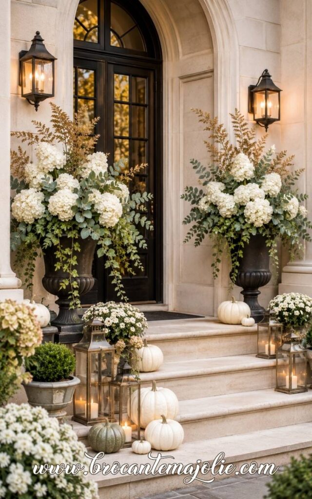 fall urn planter front door