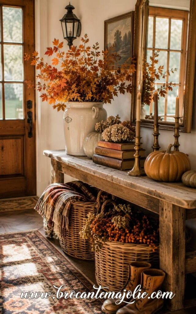 rustic fall decor entryway