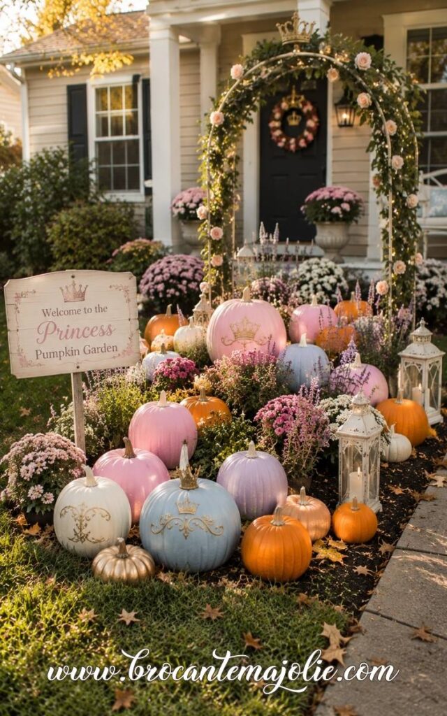 halloween yard disney princess pumpkins