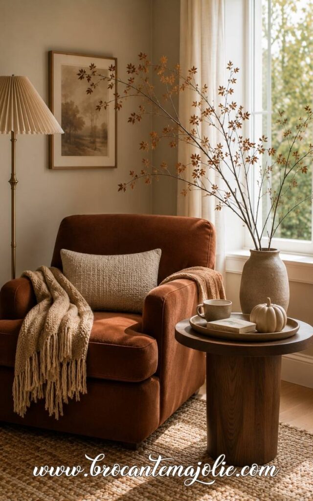 minimal fall decor living room