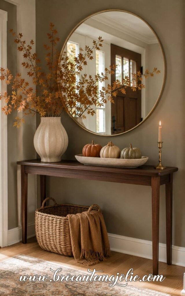 minimal fall decor entryway