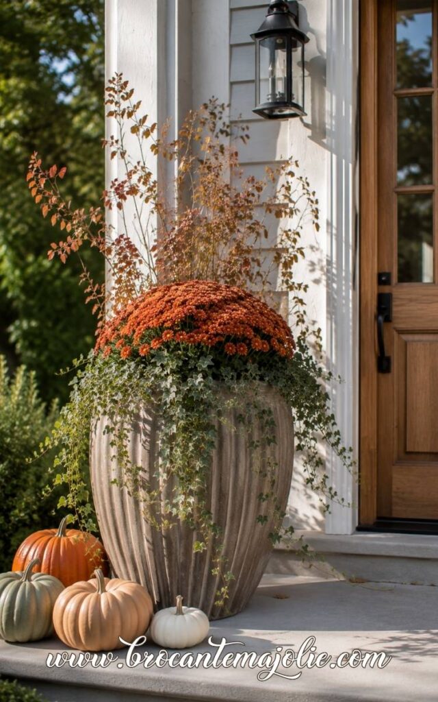 large fall outdoor planter front door