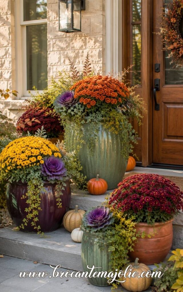 colorful fall outdoor planters