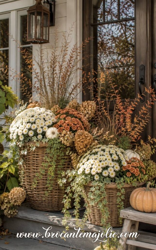fall outdoor planter ideas with mums