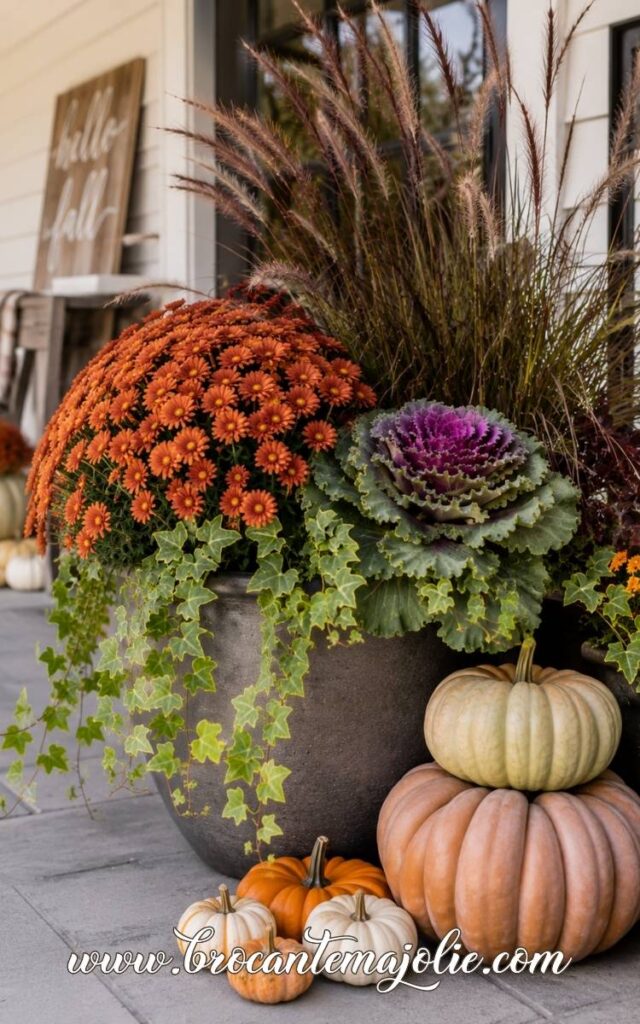 fall outdoor mum planter ideas