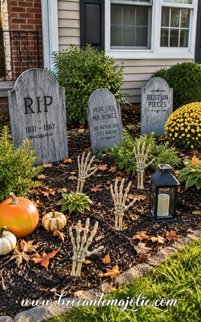Halloween Garden Ideas graveyards and skeletons