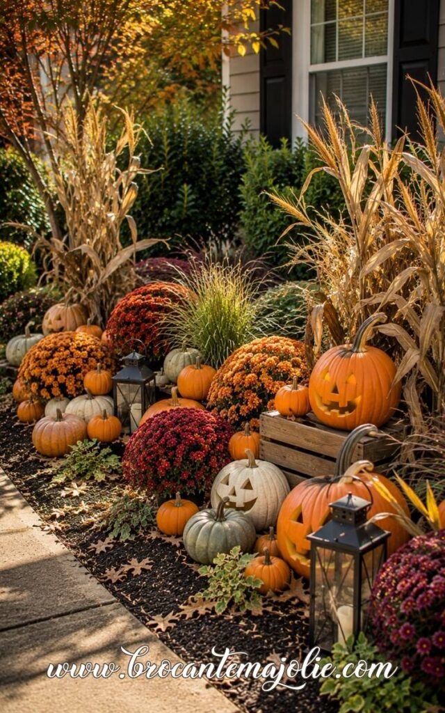 Halloween pumpkin garden bed