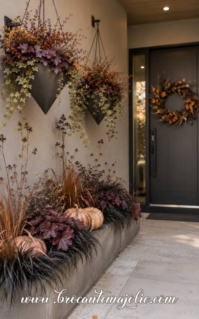 fall outdoor hanging basket planters front door