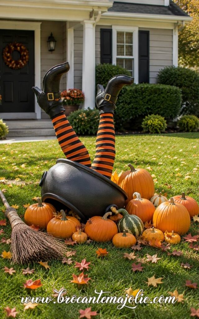 Halloween Lawn Decorations witch crash
