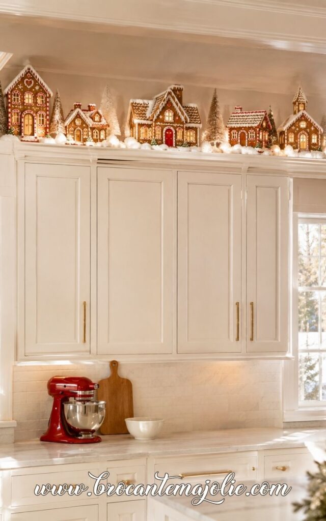 gingerbread kitchen above cabinets decor