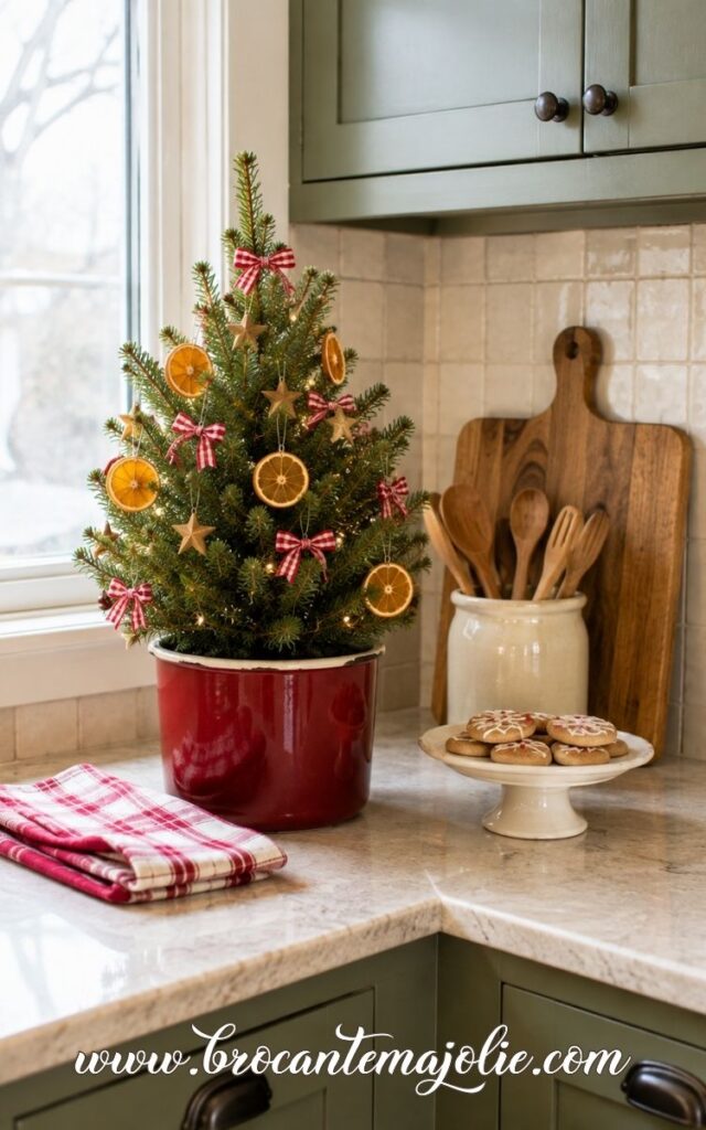 mini christmas tree on a corner