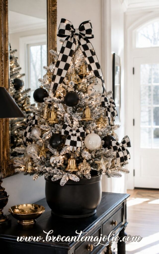 black and white mini christmas tree