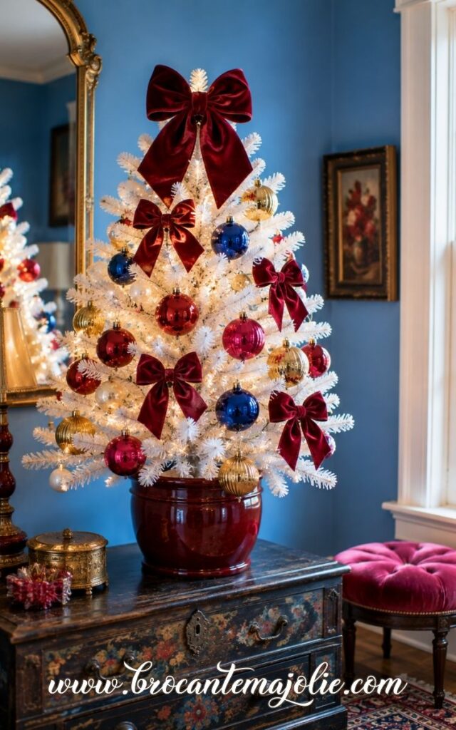 white and red mini christmas tree