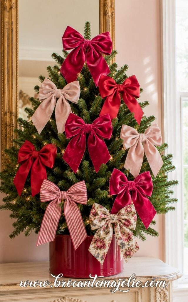pink bows mini christmas tree