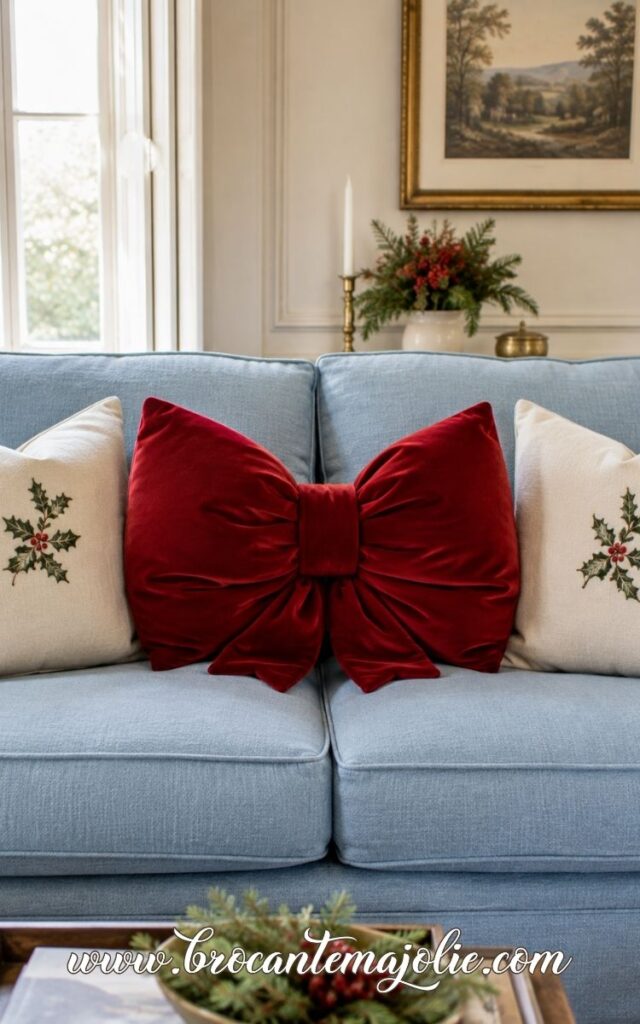 christmas blue couch decor