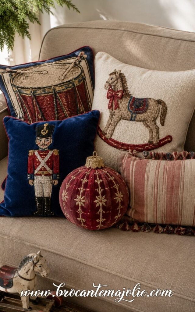 christmas neutral couch decor