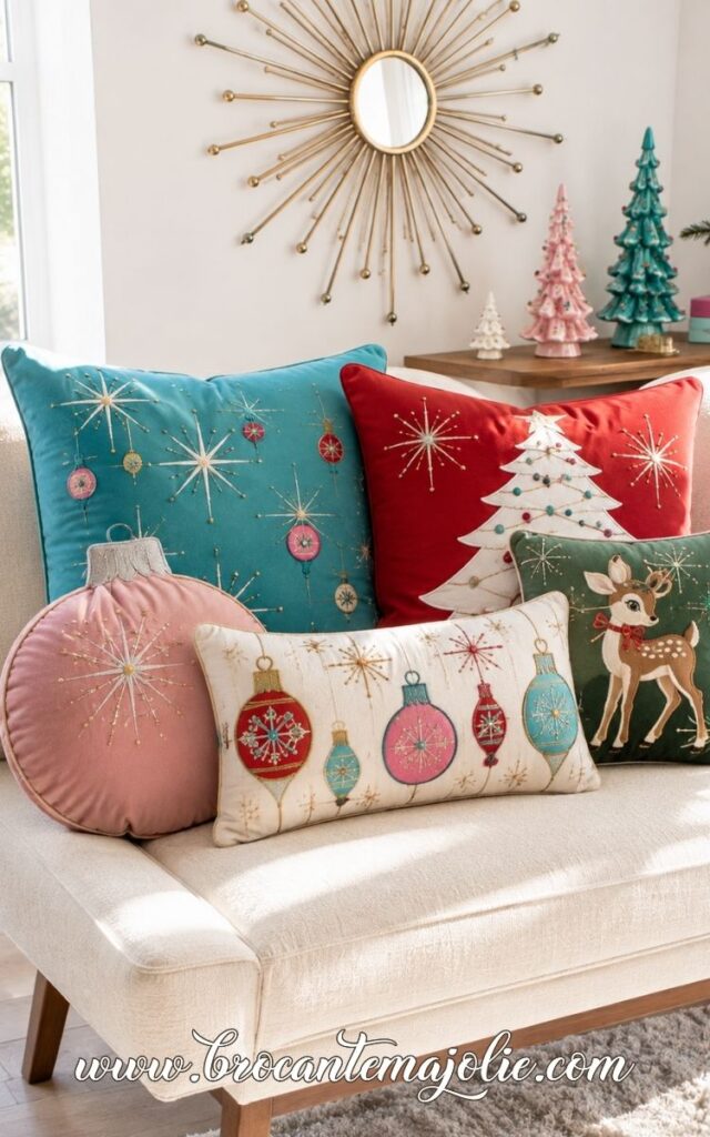 colorful christmas couch pillows