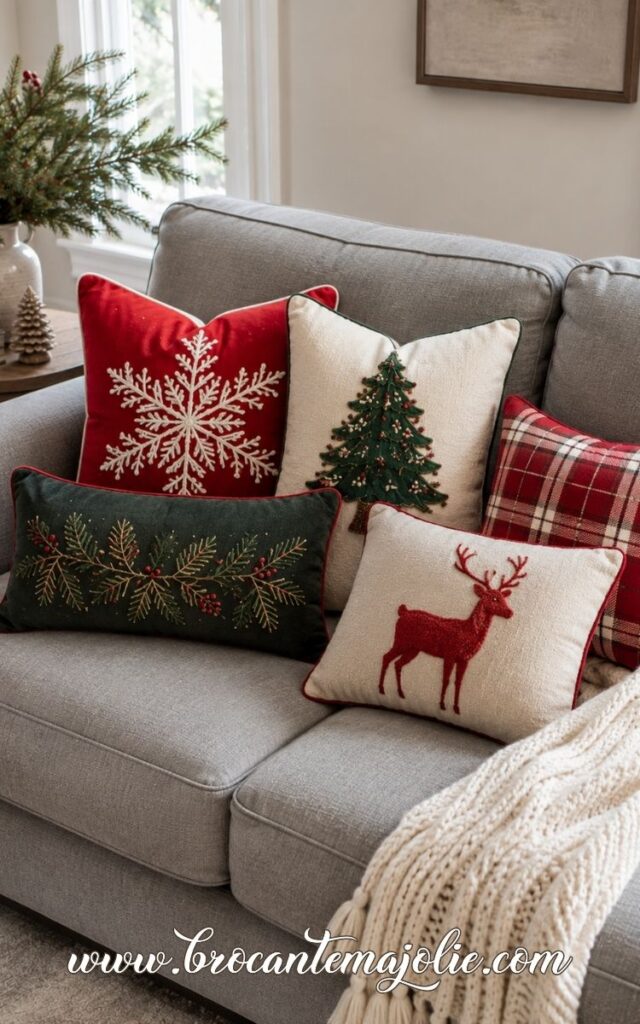 christmas grey couch decor