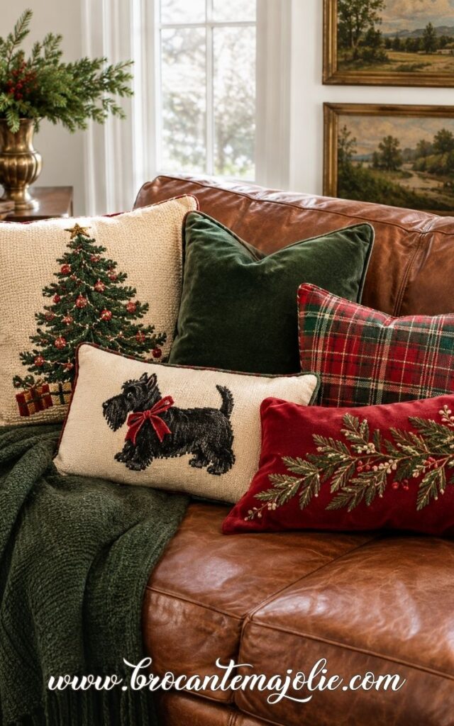 christmas brown couch decor