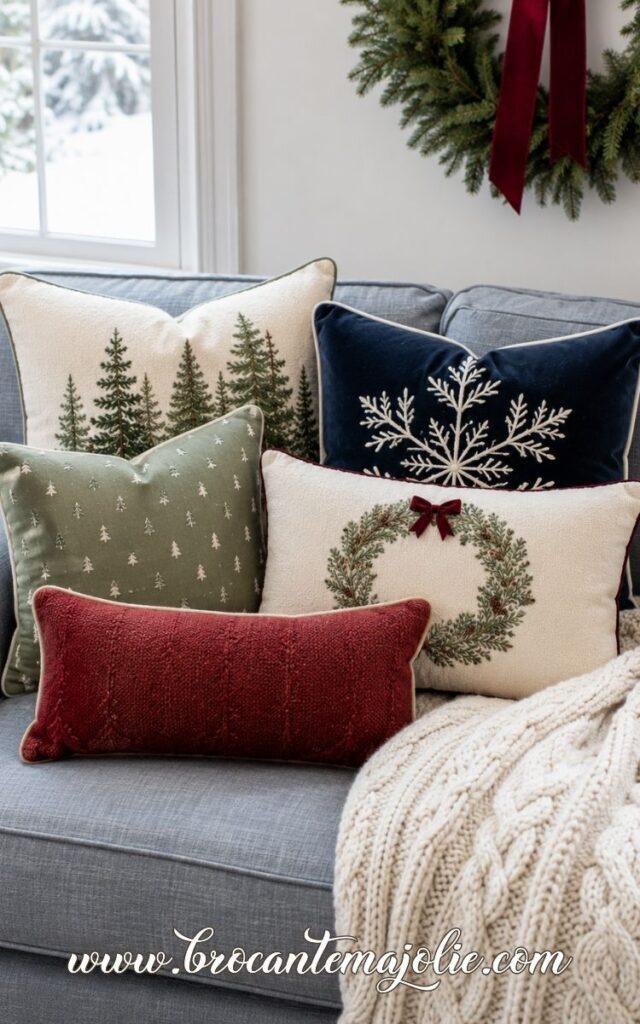 christmas grey couch decor