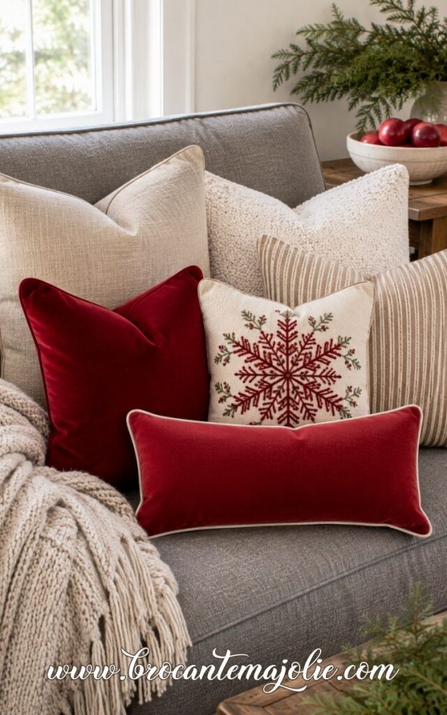 christmas grey couch decor