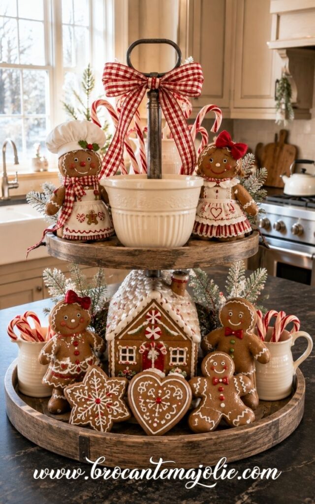 gingerbread kitchen tiered tray decor