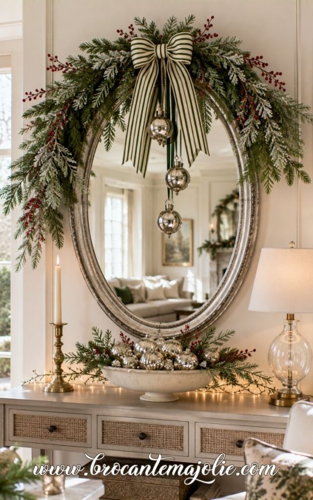 oval christmas mirror decor