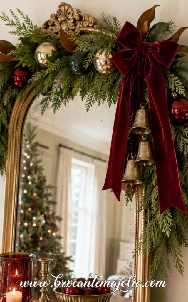 christmas mirror with bells
