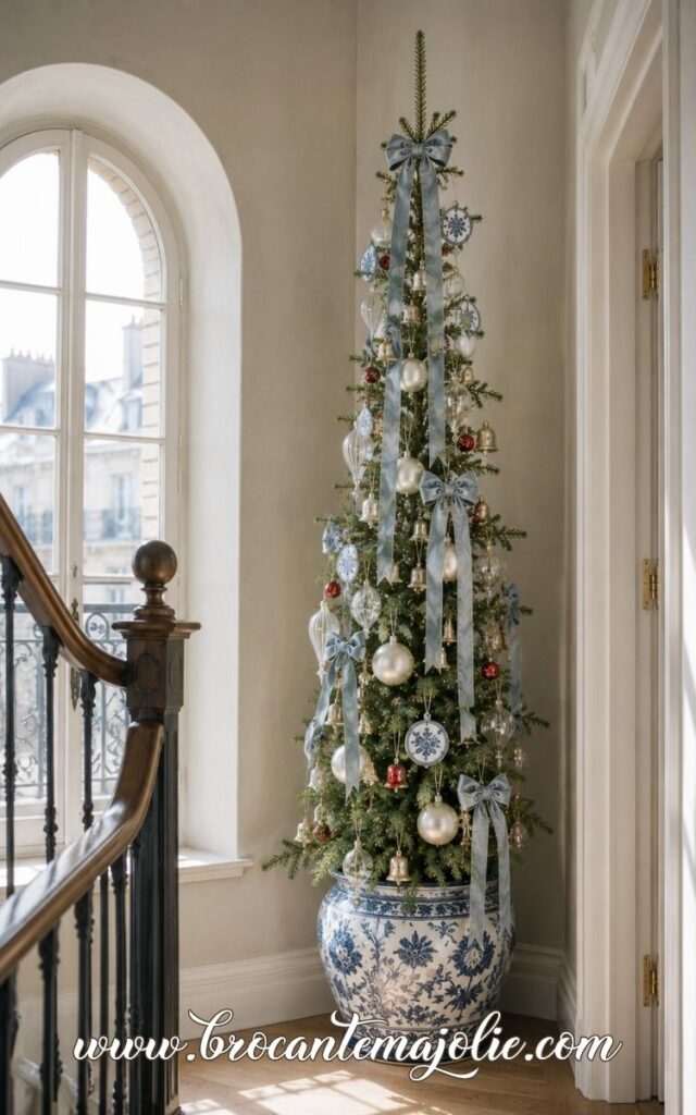 blue and white french christmas tree