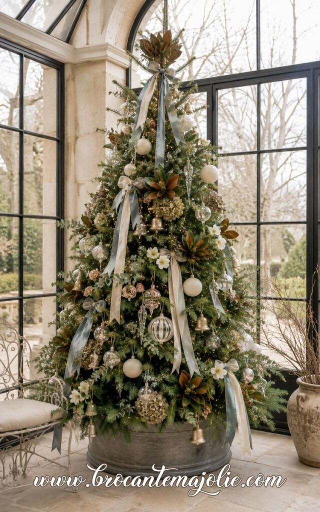 neutral french country christmas tree