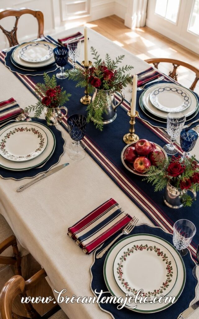 ralph lauren christmas tablescape with apple centerpiece