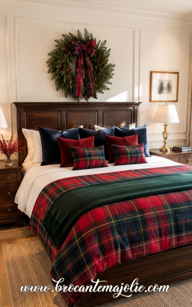 ralph lauren christmas bedroom with wreath