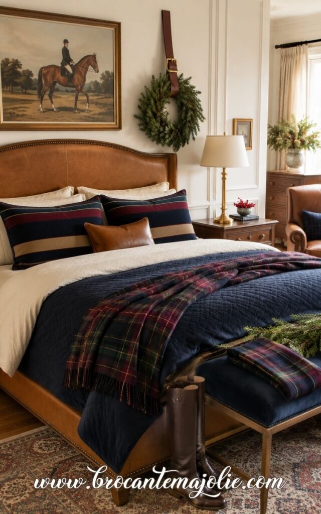 ralph lauren christmas bedroom with wreath