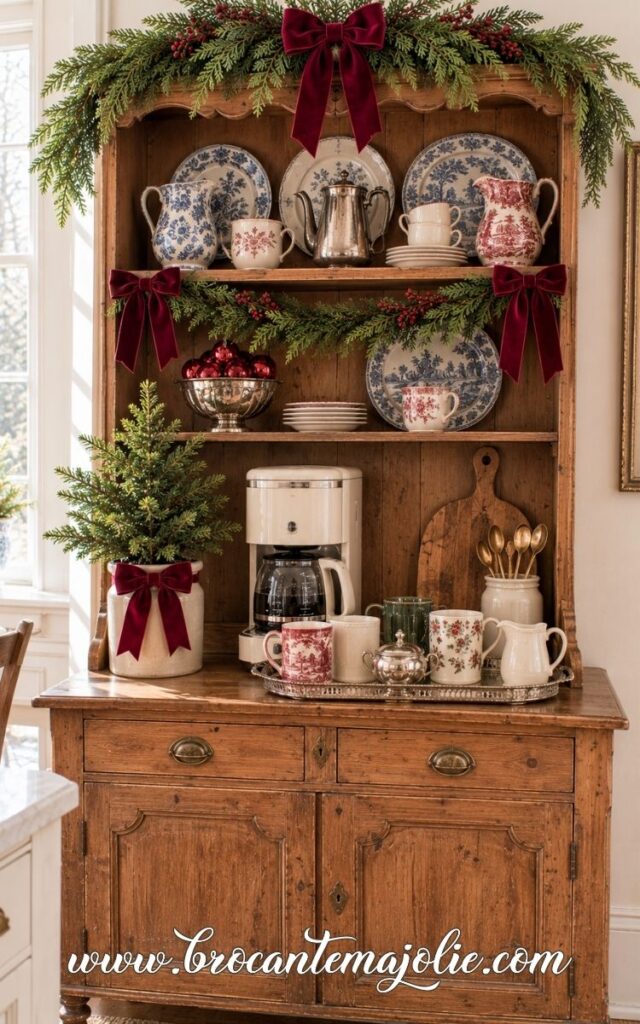 christmas coffee bar in a hutch