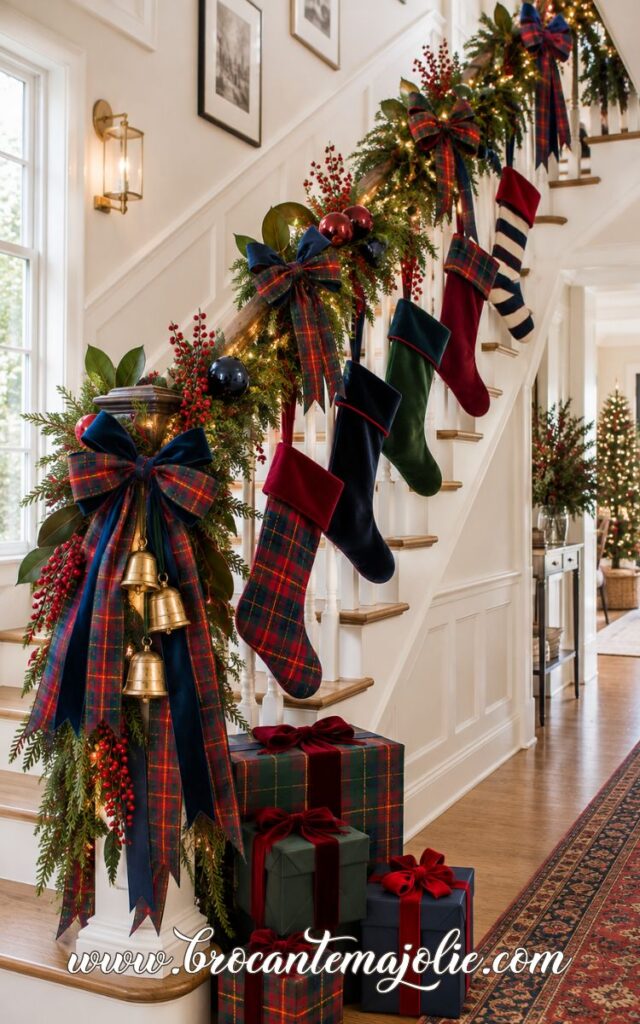 christmas staircase stockings