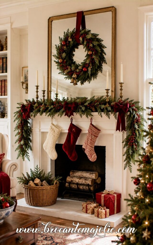 traditional wreath christmas mirror decor