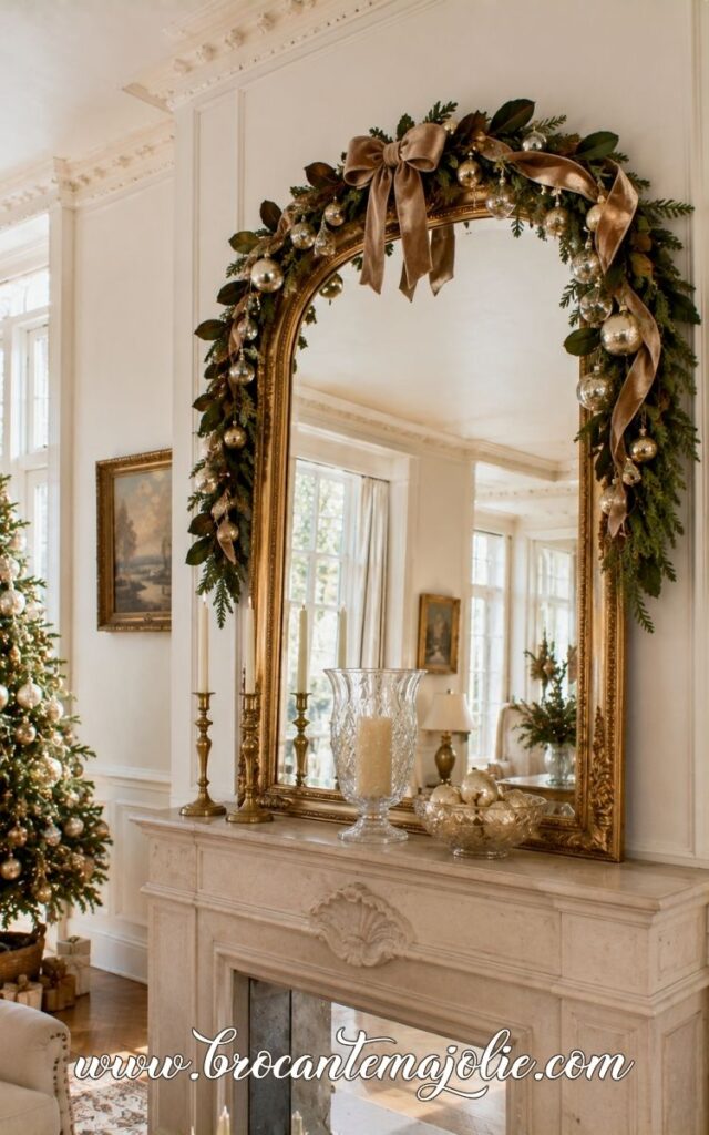 gold christmas mirror decor