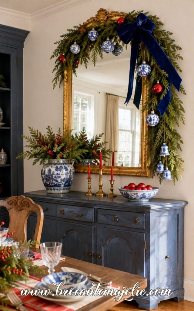 chinoiserie mirror garland christmas decor