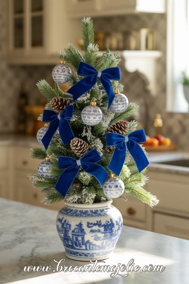mini blue french christmas tree